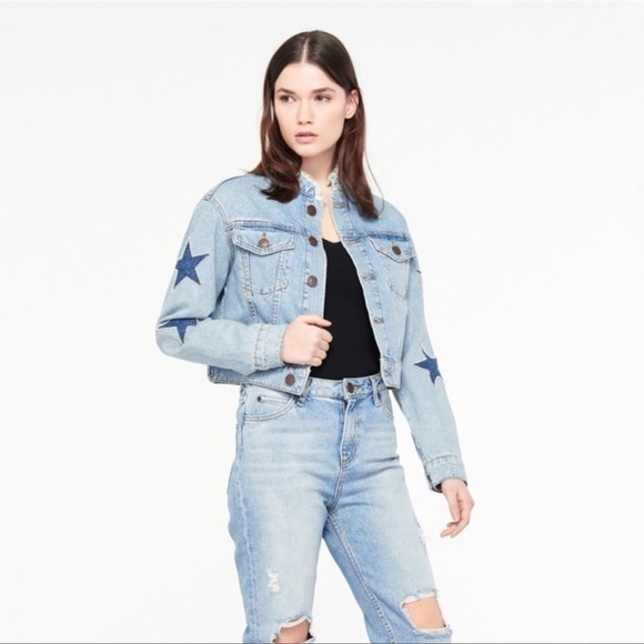 Sandro denim jacket with stars